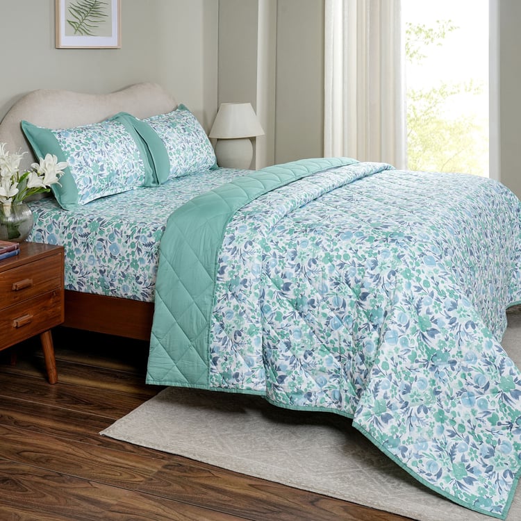 MASPAR Sensory Bloom Cotton Floral Print Double Quilt