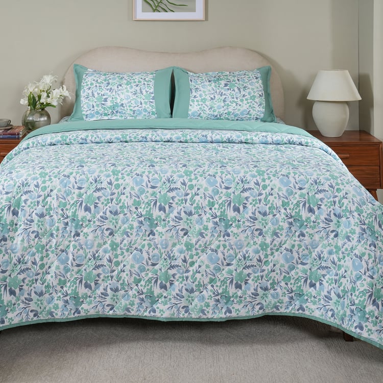 MASPAR Sensory Bloom Cotton Floral Print Double Quilt