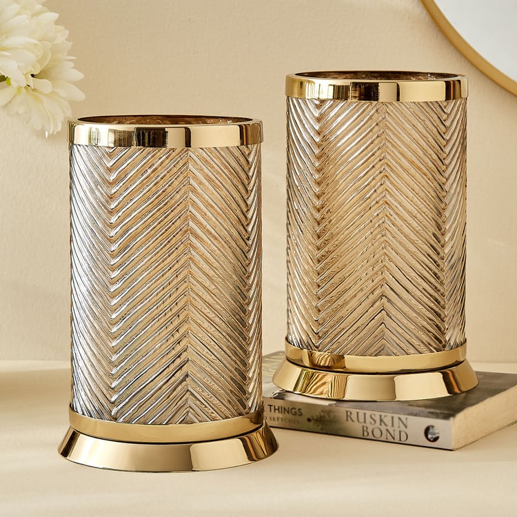 Kimora Austin Fantasy Set of 2 Glass Hurricane Candle Holders