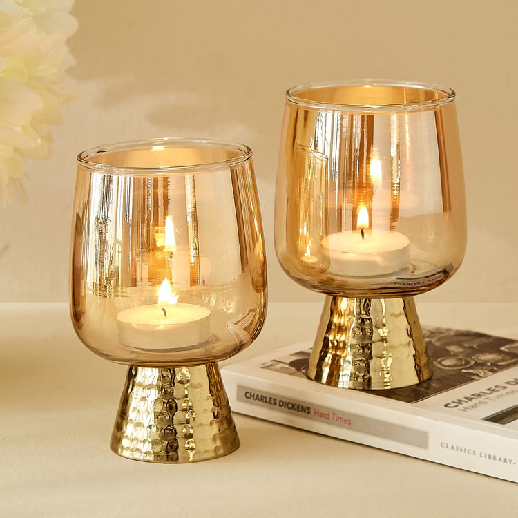 Kimora Austin Fantasy Set of 2 Glass Pedestal T-Light Holders