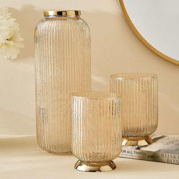 Kimora Austin Fantasy Set of 2 Glass Hurricane Candle Holder with Vase