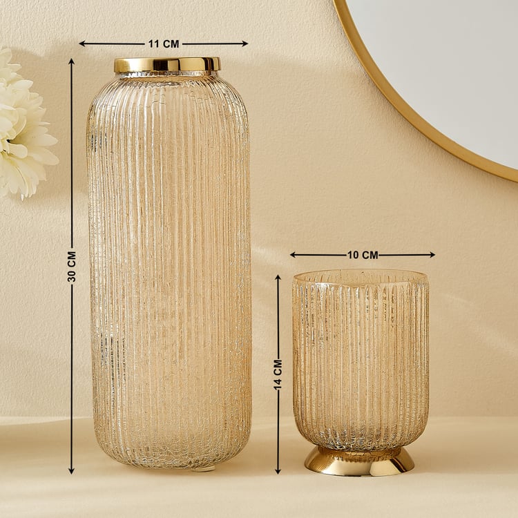 Kimora Austin Fantasy Set of 2 Glass Hurricane Candle Holder with Vase