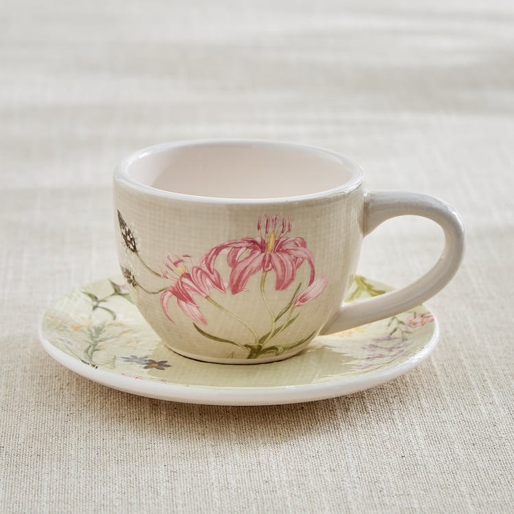 Alora Windflower Ironstone Floral Print Cup and Saucer - 230ml