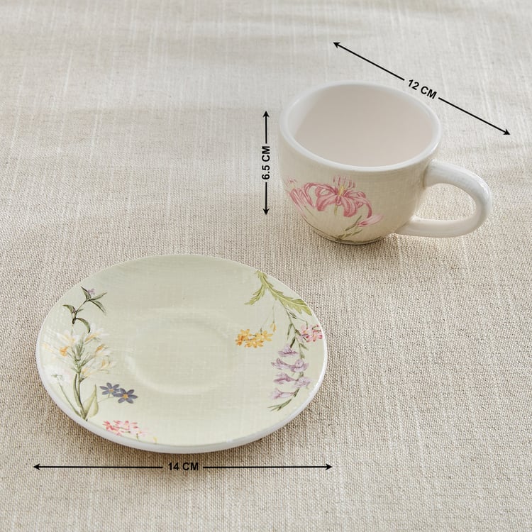 Alora Windflower Ironstone Floral Print Cup and Saucer - 230ml