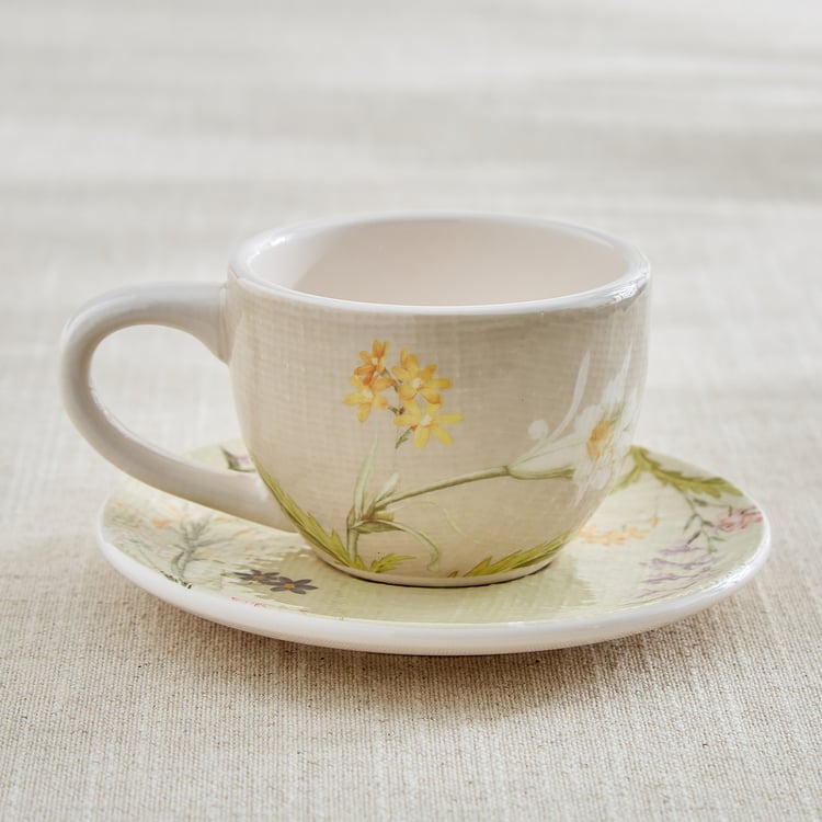 Alora Windflower Ironstone Floral Print Cup and Saucer - 230ml