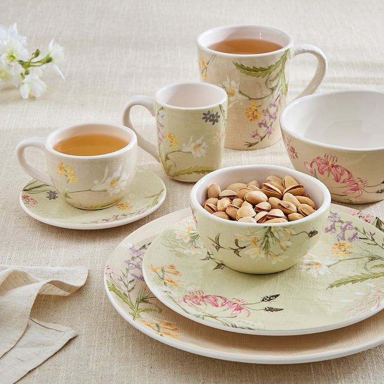 Alora Windflower Ironstone Floral Print Cereal Bowl - 750ml