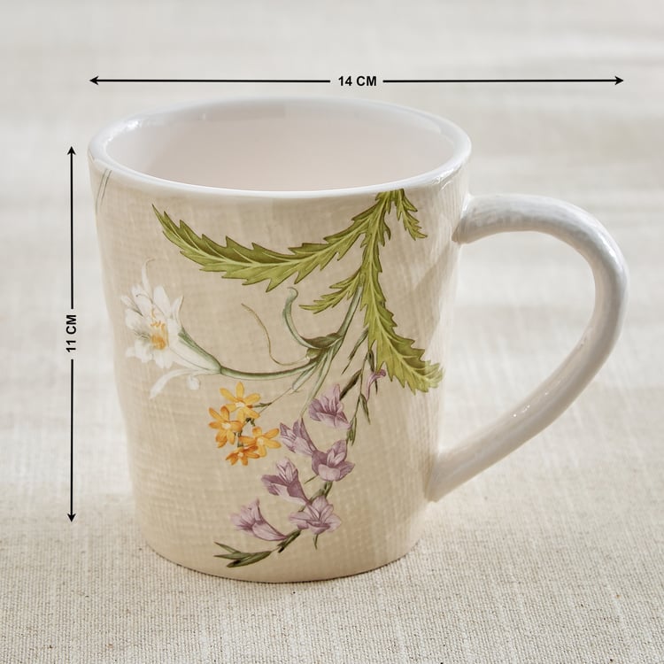 Alora Wind Flower Ironstone Floral Print Coffee Mug - 500ml