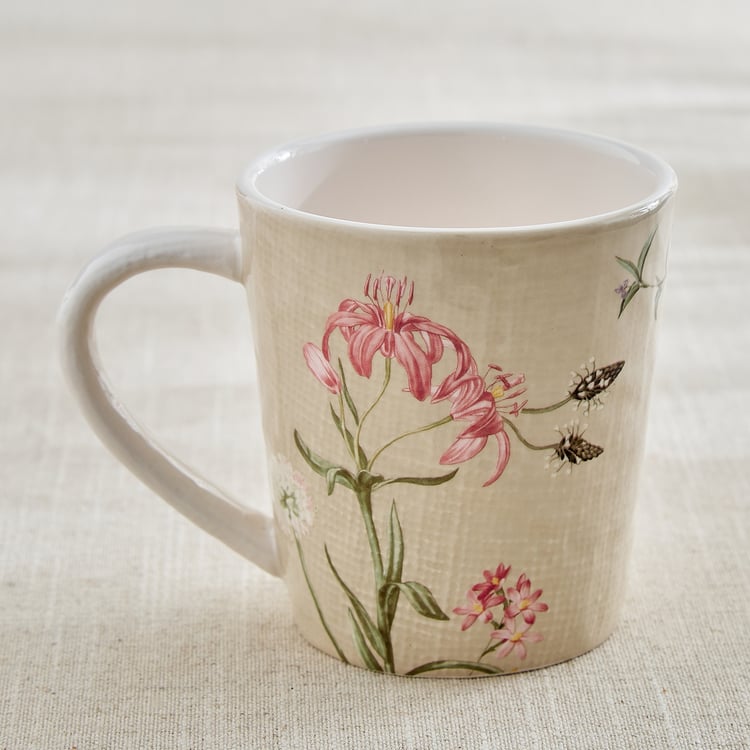 Alora Wind Flower Ironstone Floral Print Coffee Mug - 500ml