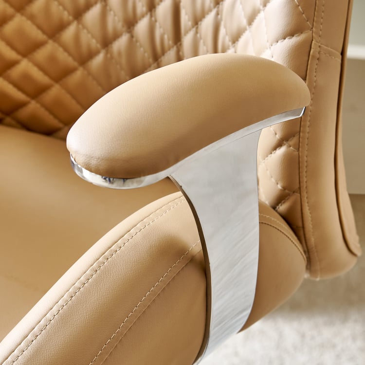 Zuby Diamond Faux Leather High-Back Office Chair - Beige