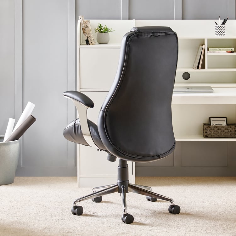 Zuby Diamond Faux Leather High Back Office Chair - Black