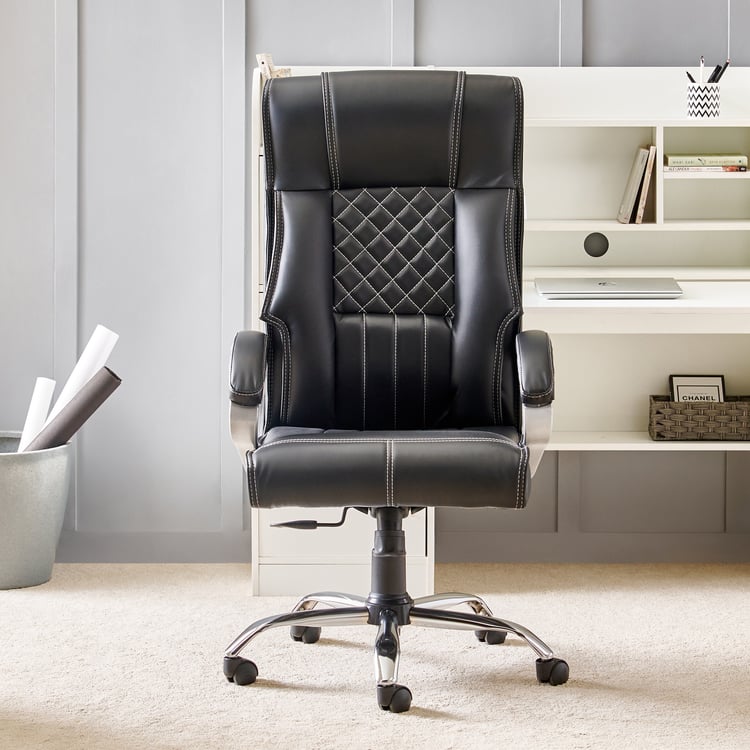 Zuby Ebony Faux Leather High Back Office Chair - Black