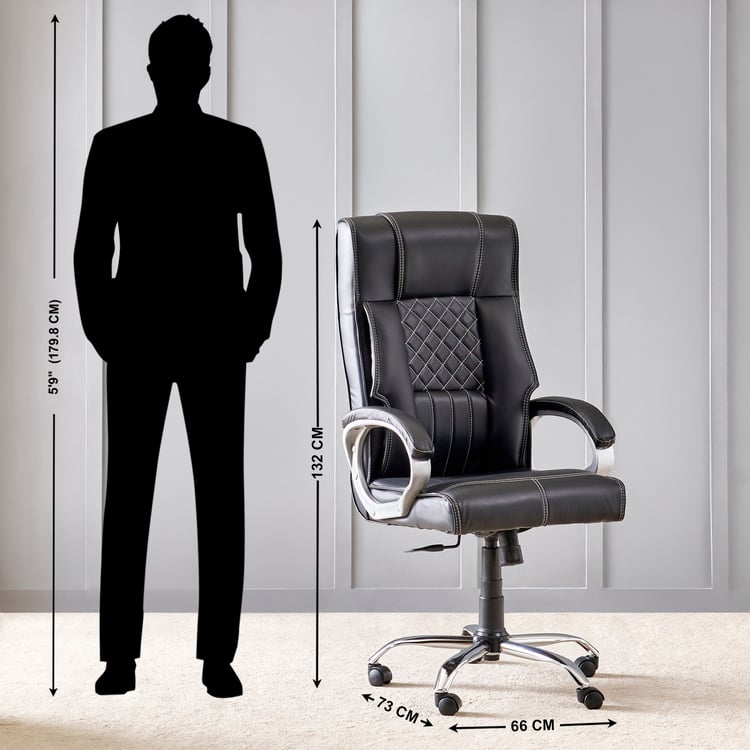 Zuby Ebony Faux Leather High Back Office Chair - Black