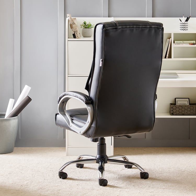 Zuby Ebony Faux Leather High Back Office Chair - Black