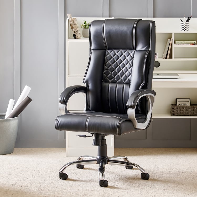 Zuby Ebony Faux Leather High Back Office Chair - Black