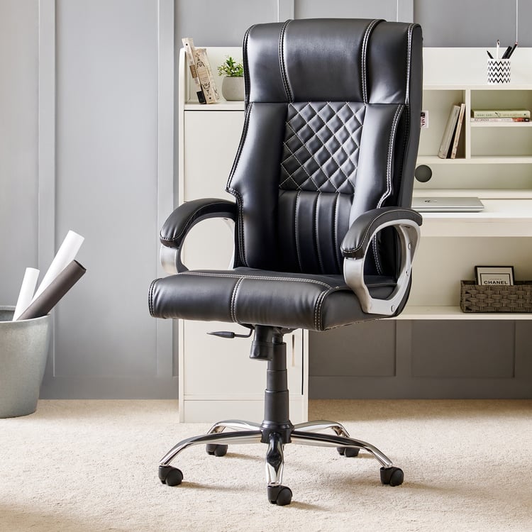 Zuby Ebony Faux Leather High Back Office Chair - Black
