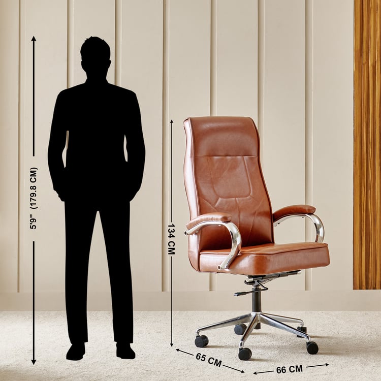 Zuby Maximus Faux Leather High Back Chair - Brown