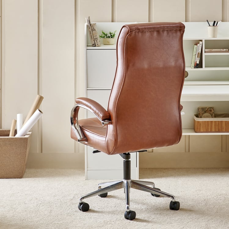 Zuby Maximus Faux Leather High Back Chair - Brown