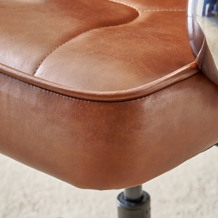 Zuby Maximus Faux Leather High Back Chair - Brown