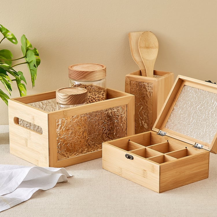 Zyra Vista Bamboo Storage Organiser with Lid