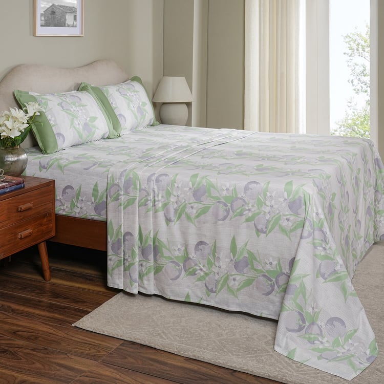 MASPAR Sensory Bloom Cotton 200TC Printed 3Pcs Queen Bedsheet Set