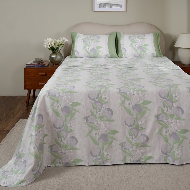 MASPAR Sensory Bloom Cotton 200TC Printed 3Pcs Queen Bedsheet Set