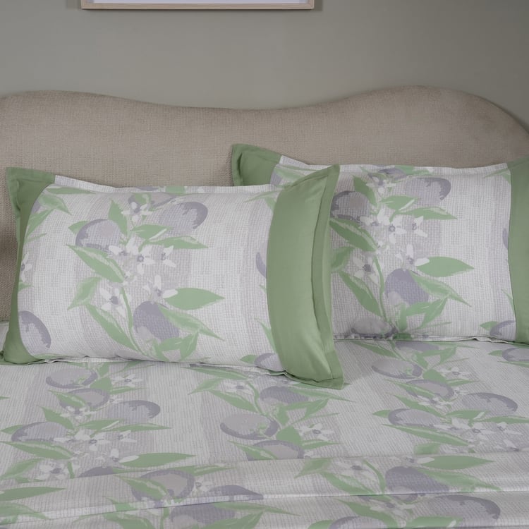 MASPAR Sensory Bloom Cotton 200TC Printed 3Pcs Queen Bedsheet Set