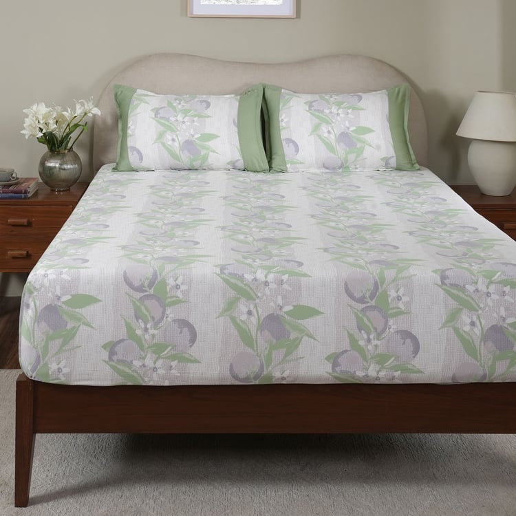 MASPAR Sensory Bloom Cotton 200TC Printed 2Pcs Single Fitted Bedsheet Set