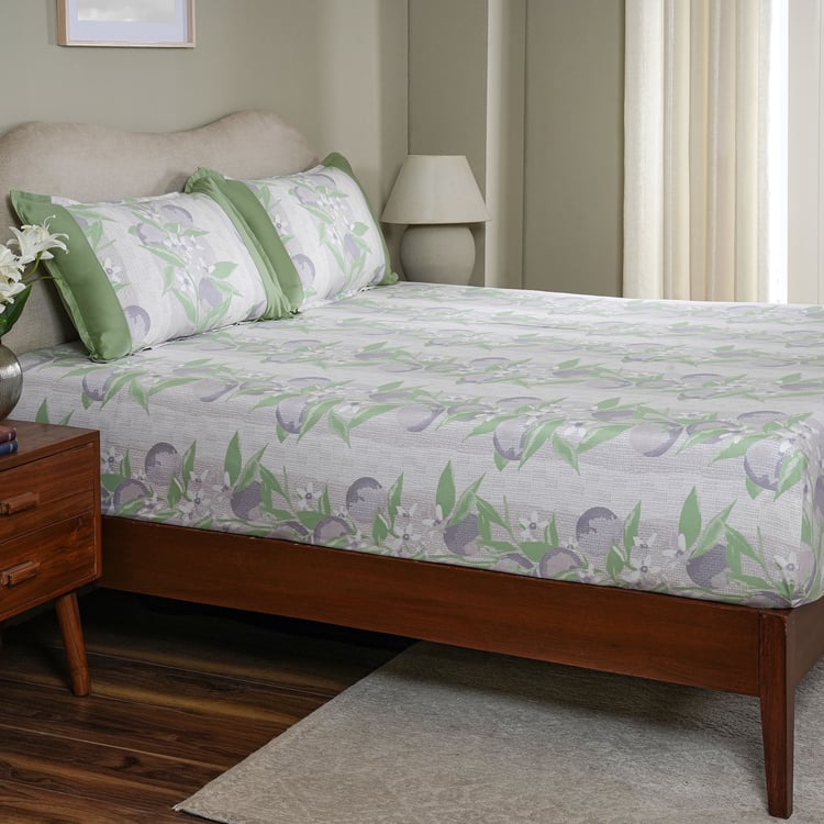 MASPAR Sensory Bloom Cotton 200TC Floral Print 3Pcs King Fitted Bedsheet Set