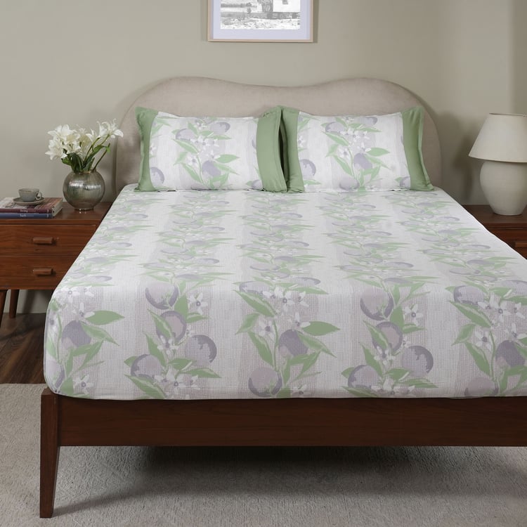 MASPAR Sensory Bloom Cotton 200TC Floral Print 3Pcs King Fitted Bedsheet Set