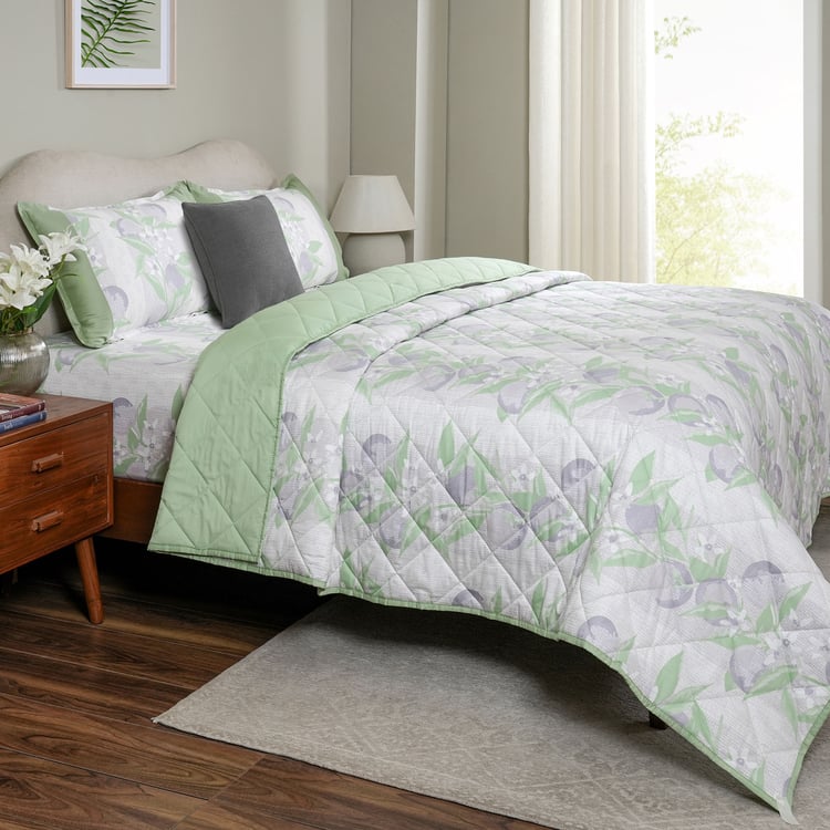 MASPAR Sensory Bloom Cotton 4Pcs Floral Print Double Bed-In-A-Bag Set