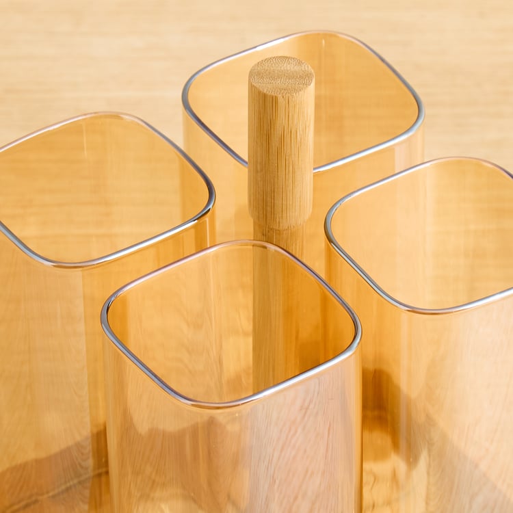 Elvo Seong Set of 4 Borosilicate Glass Tumblers with Bamboo Holder - 380ml