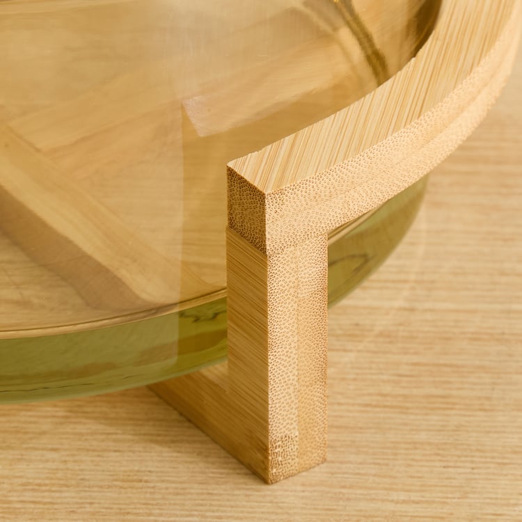 Elvo Seong Glass Serving Bowl with Bamboo Stand - 2.5L