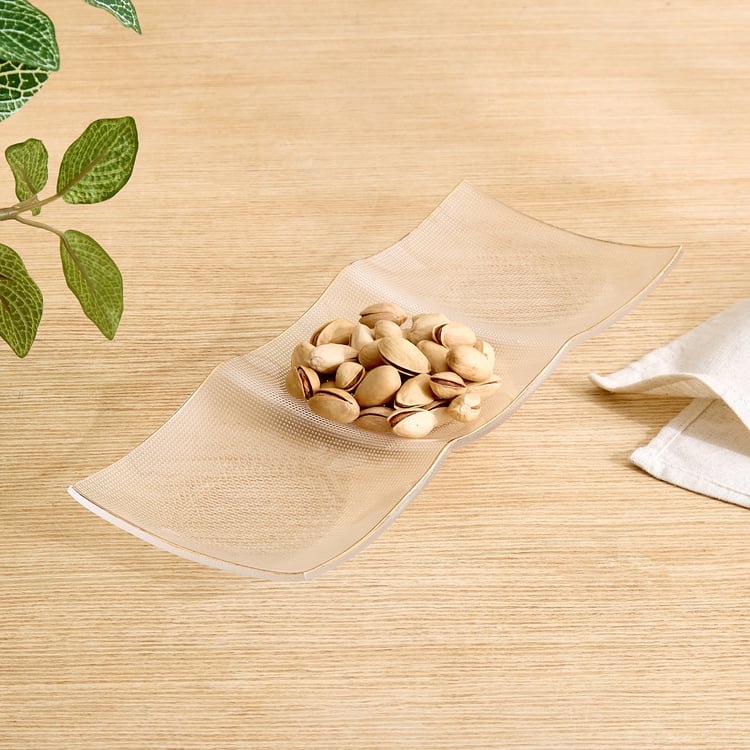 Olen Gleam Glass 3 Partition Serving Platter - 26x10.5cm