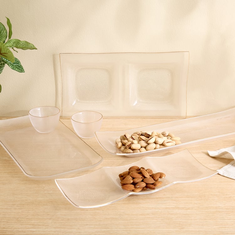 Olen Gleam 3Pcs Glass Chip and Dip Platter