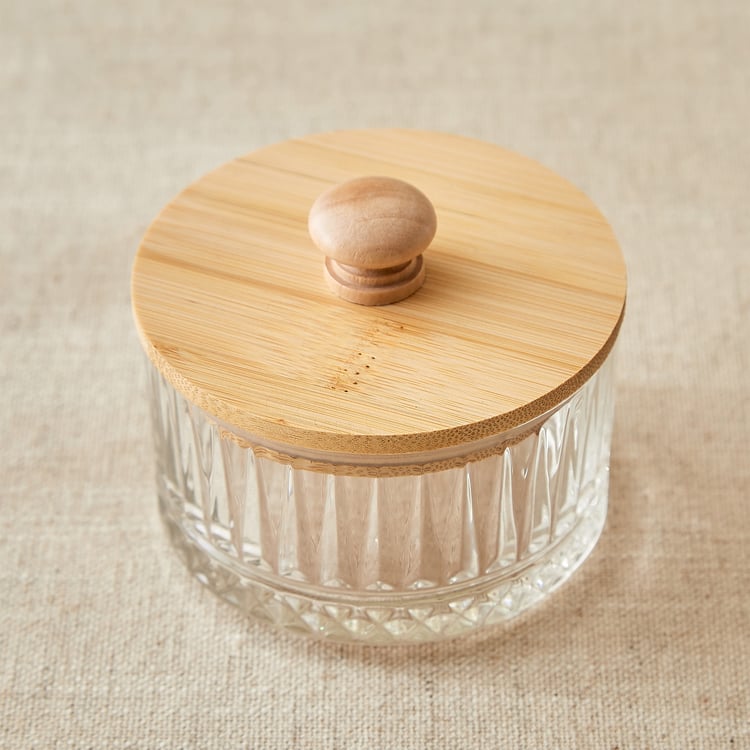Vamos Louisa Set of 3 Glass Serving Bowls with Bamboo Tray