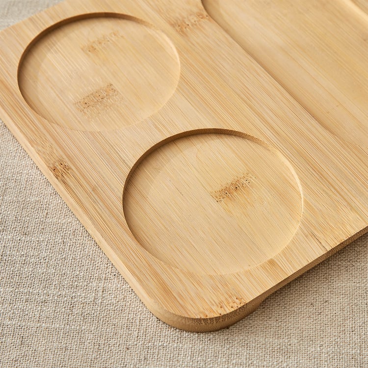Vamos Louisa Set of 3 Glass Serving Bowls with Bamboo Tray