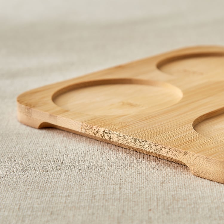 Vamos Louisa Set of 3 Glass Serving Bowls with Bamboo Tray