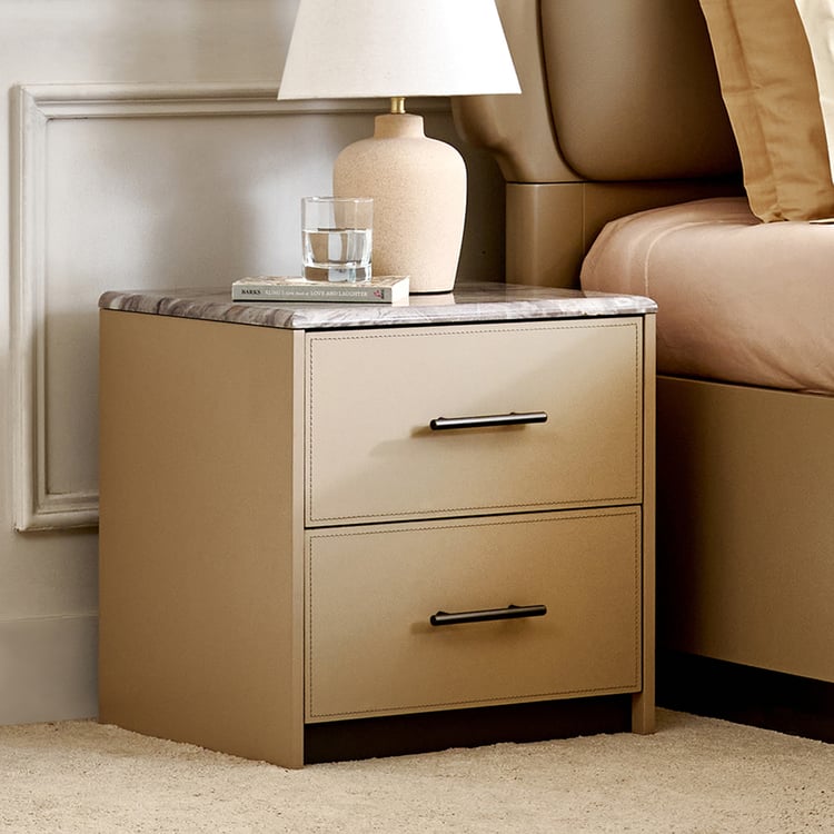 Clair De Lune Bedside Table with Drawers - Beige