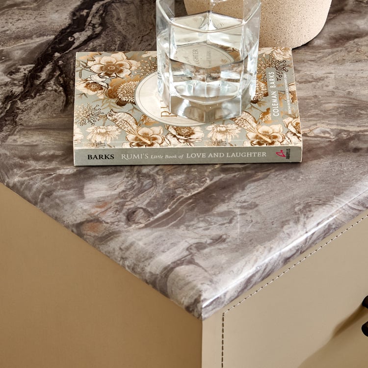 Clair De Lune Bedside Table with Drawers - Beige