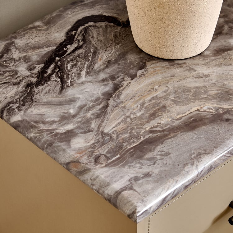 Clair De Lune Bedside Table with Drawers - Beige