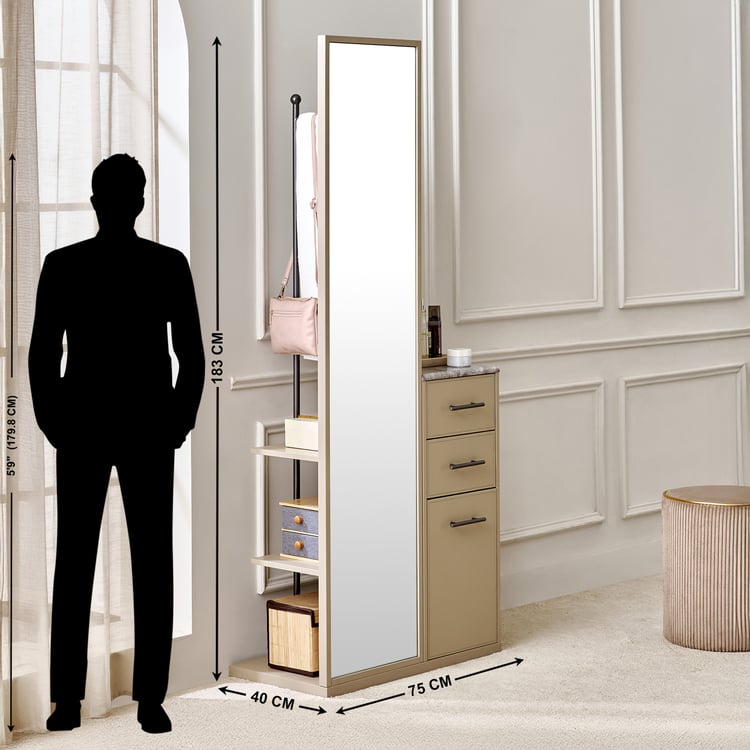 Clair De Lune Dresser Mirror with Drawers - Beige