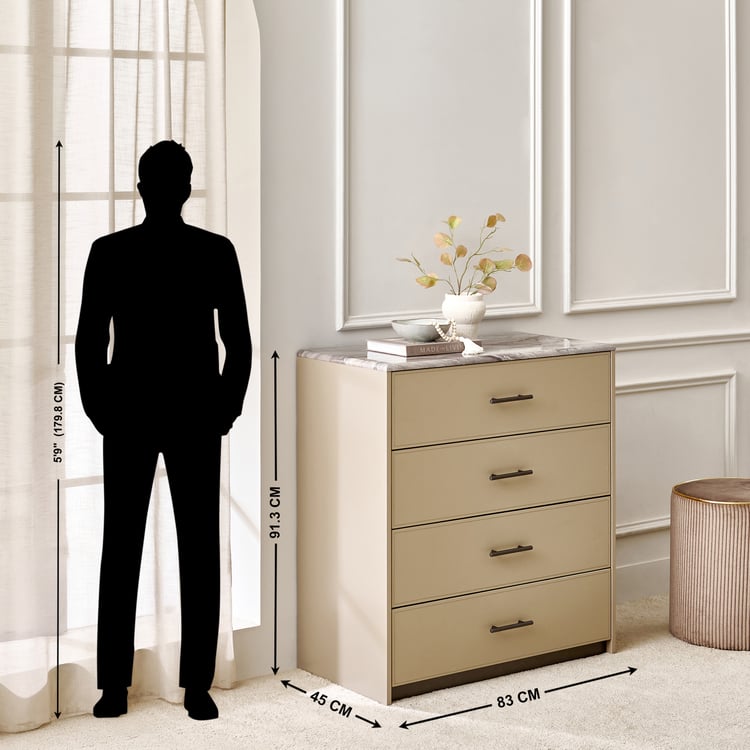 Clair De Lune Chest of 4 Drawers - Beige