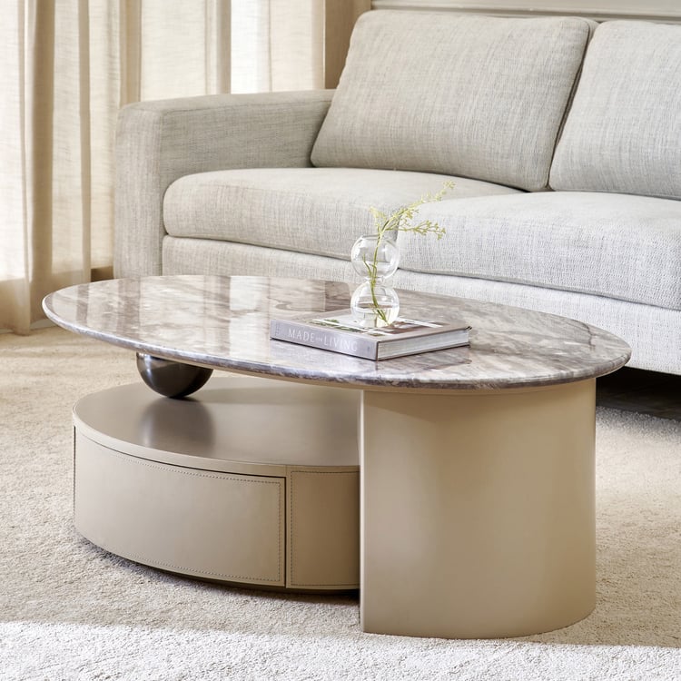 Clair De Lune Faux Marble Top Coffee Table - Brown