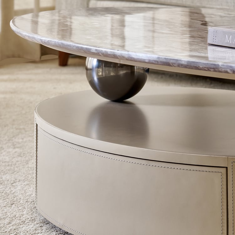 Clair De Lune Faux Marble Top Coffee Table - Brown