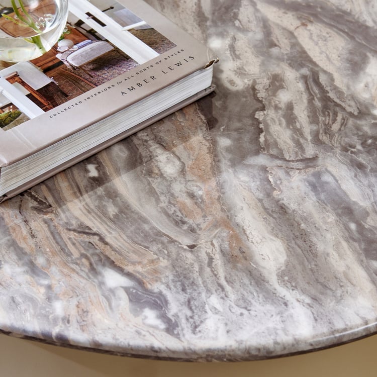 Clair De Lune Faux Marble Top Coffee Table - Brown