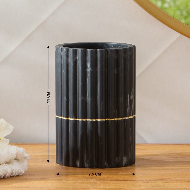 Monique Marco 5-Piece Ribbed Polyresin Bathroom Set