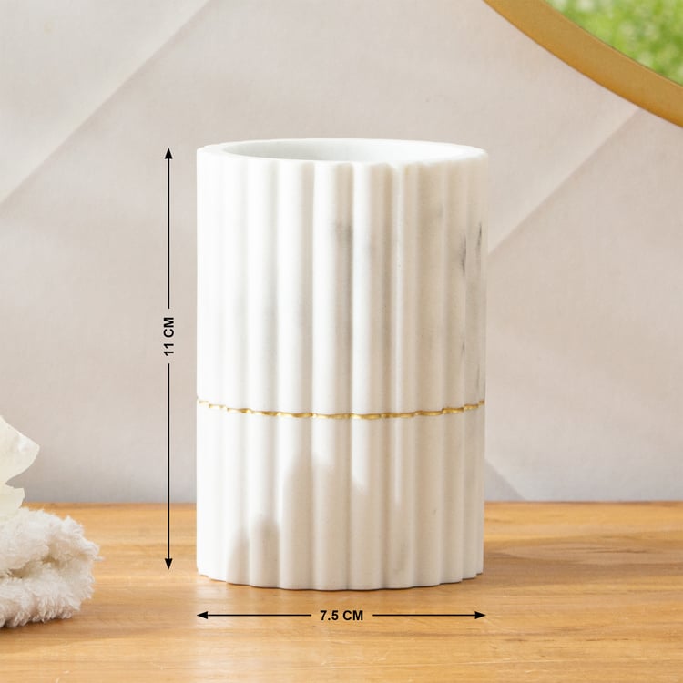 Monique Marco 5Pcs Ribbed Polyresin Bathroom Set