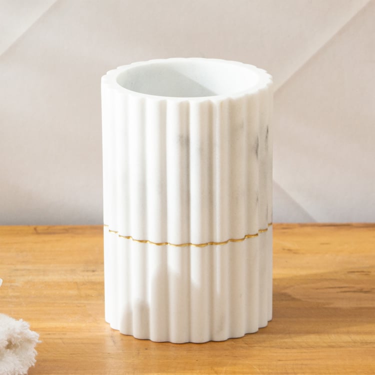 Monique Marco 5Pcs Ribbed Polyresin Bathroom Set