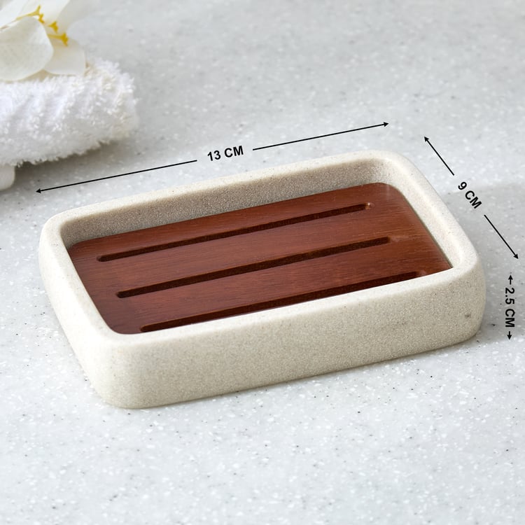 Senegal Ritz Polyresin and Acacia Wood Soap Dish