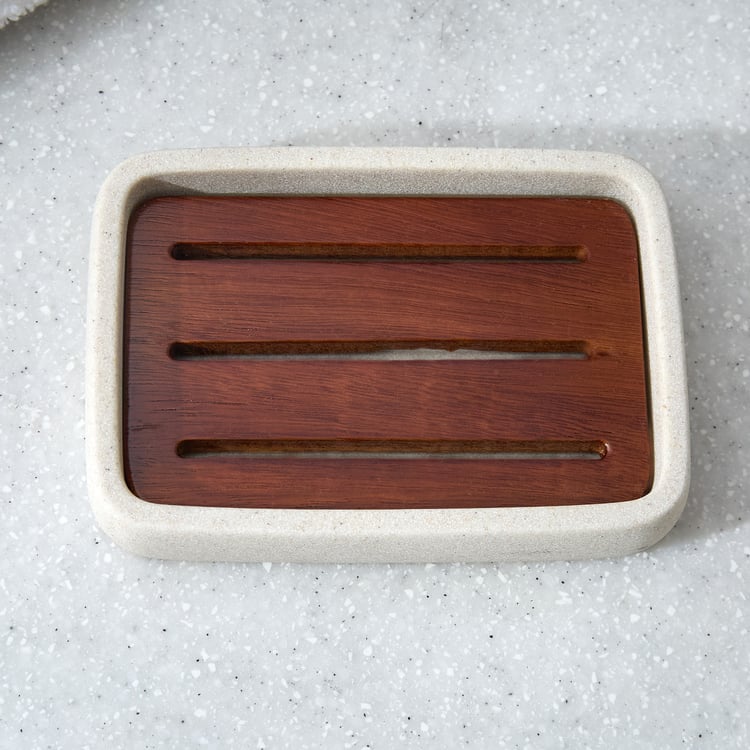 Senegal Ritz Polyresin and Acacia Wood Soap Dish